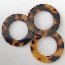 40x3mm High Quality Tortoiseshell Acetic Acid Resin Circle Ring Earring Drop/Pendants - Each