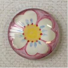 25mm Art Glass Backed Cabochons - Hearts + Flowers 7 - Each