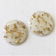 25x3mm Resin Earring Drop or Pendant with 2mm Hole - White/Gold Foil