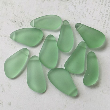 15-20mm Sea Glass Freeform Top-Drilled Drops - Peridot - Pack of 2