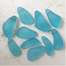 15-20mm Sea Glass Freeform Top-Drilled Drops - Turquoise Bay Light