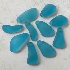 15-20mm Sea Glass Freeform Top-Drilled Drops - Pacific Blue