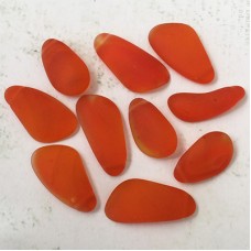 15-20mm Sea Glass Freeform Top-Drilled Drops - Tangerine