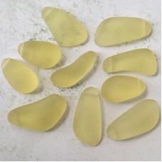 15-20mm Sea Glass Freeform Top-Drilled Drops - Lemon