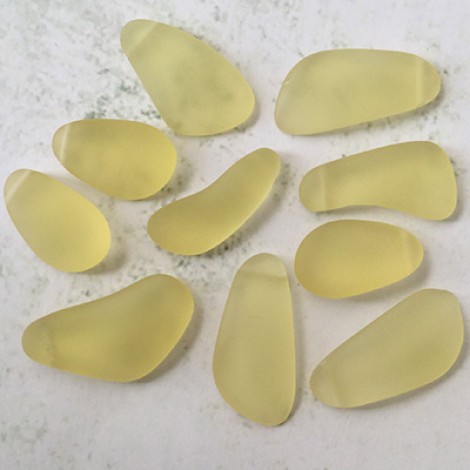 15-20mm Sea Glass Freeform Top-Drilled Drops - Lemon