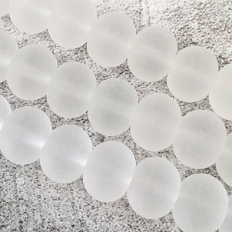 14x10mm Seaglass Rondelle Beads - Crystal - Per Strand (18 beads) 14x10mm Seaglass Rondelle Beads - Crystal - Per Strand (18 beads)