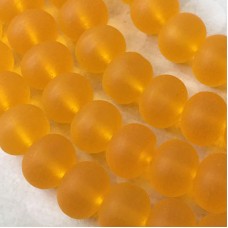 14x10mm Seaglass Rondelle Beads - Saffron