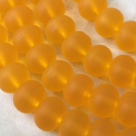 14x10mm Seaglass Rondelle Beads - Saffron