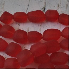 10-15mm Cultured Sea Glass Nugget Beads - Cherry Red