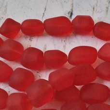 10-15mm Cultured Sea Glass Nugget Beads - Cherry Red - Strand