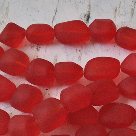 10-15mm Cultured Sea Glass Nugget Beads - Cherry Red - Strand