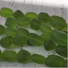 10-15mm Cultured Sea Glass Nugget Beads - Olive Green