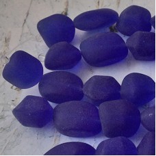 10-15mm Cultured Sea Glass Nugget Beads - Royal Blue
