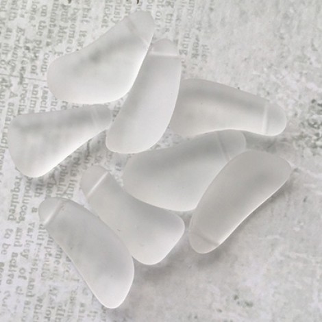 15-20mm Sea Glass Freeform Top-Drilled Drops - Crystal