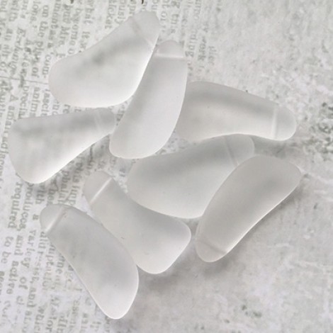 15-20mm Sea Glass Freeform Top-Drilled Drops - Crystal - Pack of 2