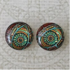 12mm Handmade Art Image Backed Glass Cabochons - Brights 20 - Per Pair