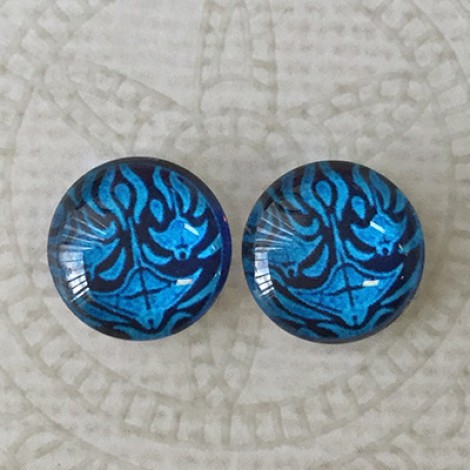 12mm Handmade Art Image Backed Glass Cabochons - Brights 27 - Per Pair 12mm Handmade Art Image Backed Glass Cabochons - Brights 27 - Per Pair
