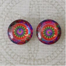 12mm Handmade Art Image Backed Glass Cabochons - Brights 3