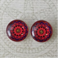 12mm Handmade Art Image Backed Glass Cabochons - Brights 43 - Per Pair