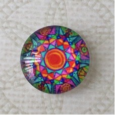 16mm Art Glass Backed Cabochons - Brights Design 43