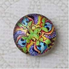 16mm Art Glass Backed Cabochons - Brights Design 46 - Per Pair