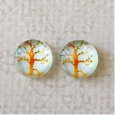 8mm Art Glass Backed Cabochons - Flora Design 15 - Per Pair