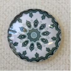 25mm Art Glass Backed Cabochons - Black & White Mandala 2 - Each