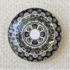 25mm Art Glass Backed Cabochons - Black & White Mandala 4 - Each