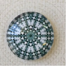 25mm Art Glass Backed Cabochons - Black & White Mandala 6 - Each