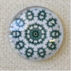 25mm Art Glass Backed Cabochons - Black & White Mandala 7 - Each