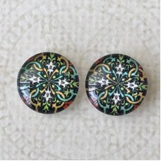 12mm Art Glass Backed Cabochons -  Celtic 7 - Per Pair