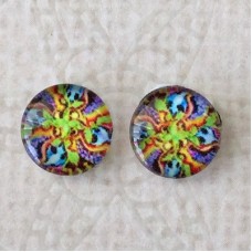 8mm Art Glass Backed Cabochons - Brights 13 - Per Pair
