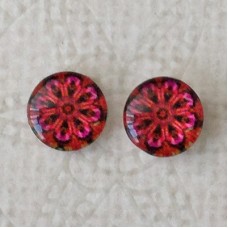 8mm Art Glass Backed Cabochons - Brights 24 - Per Pair