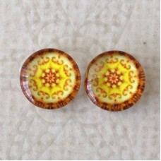 8mm Art Glass Backed Cabochons - Brights 39 - Per Pair