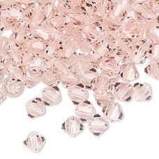 6mm Czech Preciosa Machine-Cut Crystal Bicones - Light Rose - Pack of 12