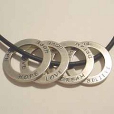 Ant Silver Affirmation Rings - Love, Hope, Dream, Believe - Set of 4