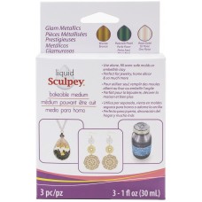 Sculpey Liquid Bakable Clay - Metallic Multi-Pack - Silver, Gold + Pearl - 3 x 1oz 