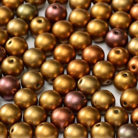 4mm Czech Round Glass Beads - Ancient Gold - Pack of 100