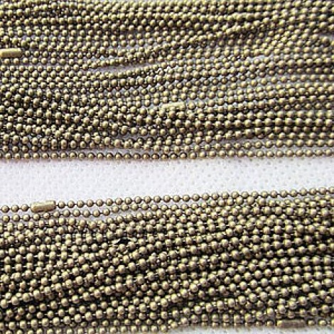 27in (68cm) 1.5mm Antique Bronze Plated Ball Chain Necklaces - Each