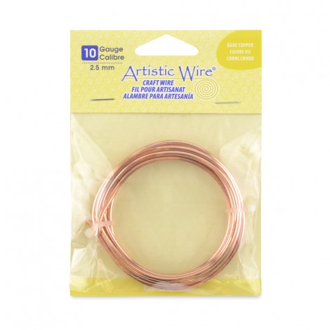 Bare Copper Artistic Craft Wire - 10ga (2.5mm) - 5ft (1.5m) Coil