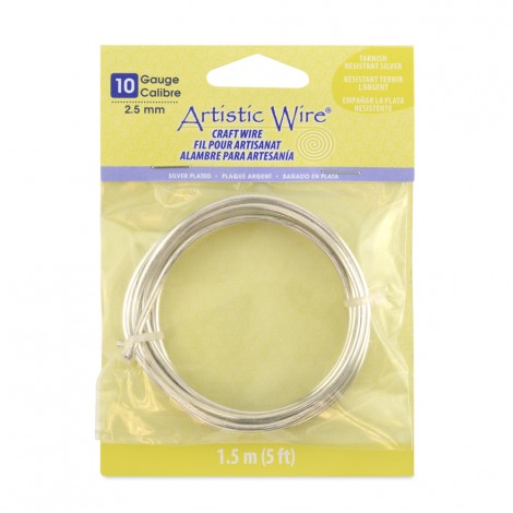 Tarnish Resistant Silver Artistic Wire - 10ga (2.5mm) - 5ft (1.5m) Coil
