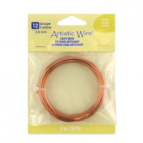 Natural Copper Artistic Wire - 12ga (2mm) 10ft (3m) Coil