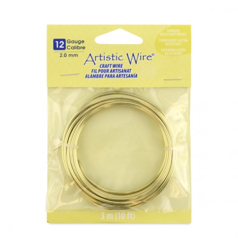 Artistic Wire Anti-Tarnish Brass (Gold) Artistic Wire - 12ga - 10ft (3.05m)