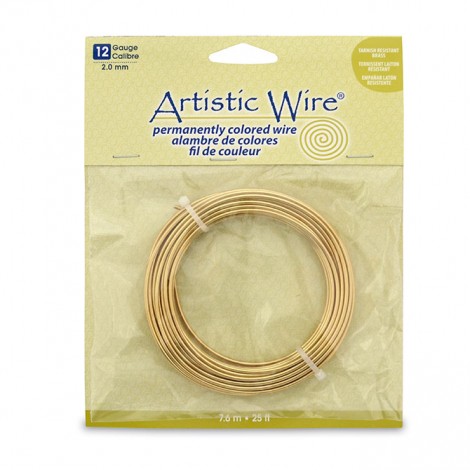 Artistic Wire Anti-Tarnish Brass (Gold) Artistic Wire - 12ga - 25ft spool (7.62m)
