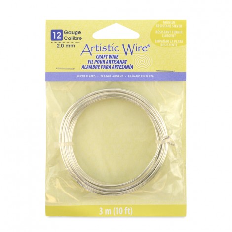 Tarnish Resistant Silver Artistic Wire - 12ga (2mm) - 10ft (3m) Coil