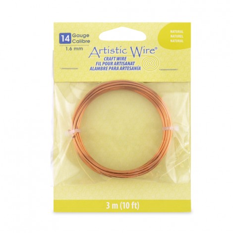 Natural Copper Artistic Wire - 14ga (1.6mm) 10ft (3m) Coil