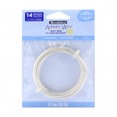 Tarnish Resistant Silver Artistic Wire - 14ga (1.6mm) - 10ft (3m) Coil