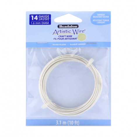 Tarnish Resistant Silver Artistic Wire - 14ga (1.6mm) - 10ft (3m) Coil