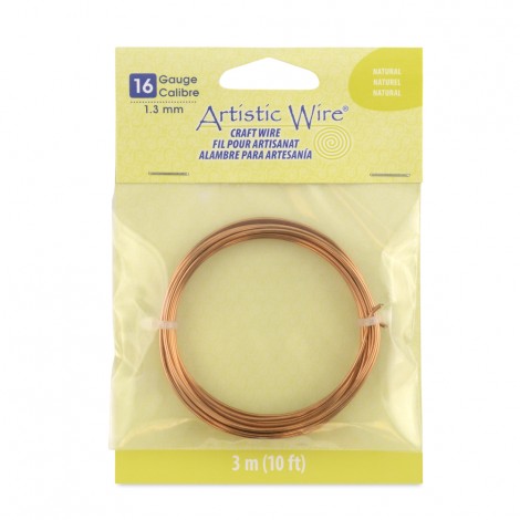Natural Copper Artistic Wire - 16ga (1.3mm) 10ft (3m) Coil