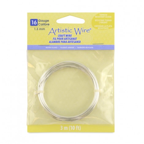 Tarnish Resistant Silver Artistic Wire - 16ga (1.3mm) - 10ft (3m) Coil
